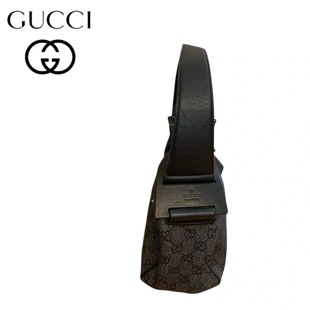 GUCCI Denim Monogram GG Signature Shoulder Bag w Gucci Dustbag - Picture 5 of 17